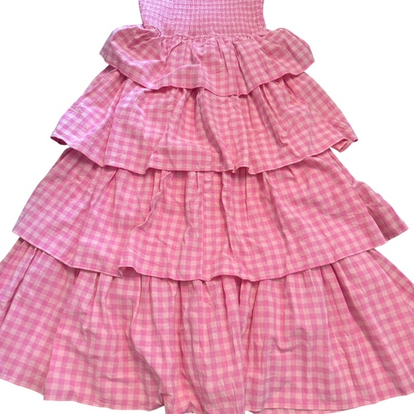 New Entro Pink Gingham Maxi Dress, Ruffled Dress, Size Small, NWOT, Girly Dress - Picture 2 of 6